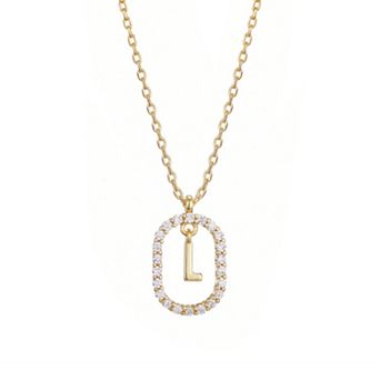 Adornia 14k Gold Flash Plated Cubic Zirconia Frame Pendant Necklace