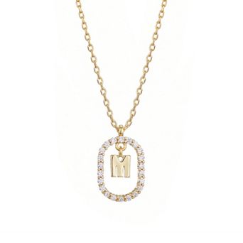 Adornia 14k Gold Flash Plated Cubic Zirconia Frame Pendant Necklace