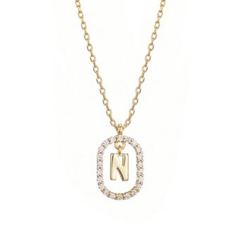 Adornia 14k Gold Flash Plated Cubic Zirconia Frame Pendant Necklace