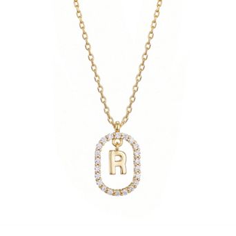 Adornia 14k Gold Flash Plated Cubic Zirconia Frame Pendant Necklace