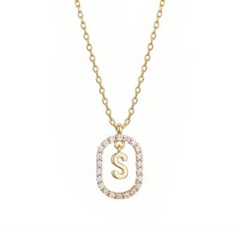 Adornia 14k Gold Flash Plated Cubic Zirconia Frame Pendant Necklace