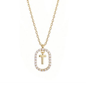 Adornia 14k Gold Flash Plated Cubic Zirconia Frame Pendant Necklace