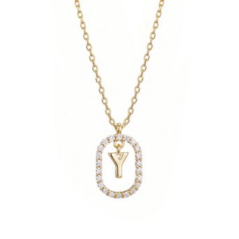 Adornia 14k Gold Flash Plated Cubic Zirconia Frame Pendant Necklace