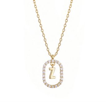 Adornia 14k Gold Flash Plated Cubic Zirconia Frame Pendant Necklace