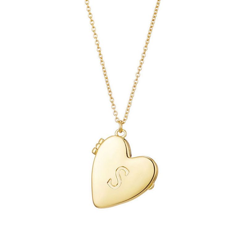 Adornia Initial Heart Locket Pendant Necklace, Women's, 