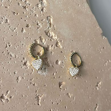 Adornia 14k Gold Flash Plated Cubic Zirconia Heart Huggie Earrings