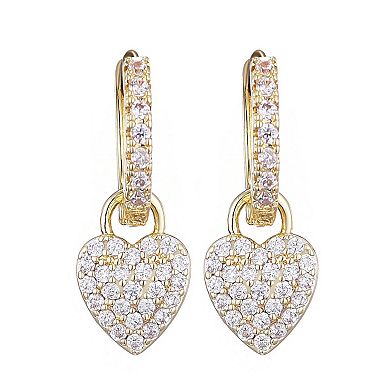 Adornia 14k Gold Flash Plated Cubic Zirconia Heart Huggie Earrings