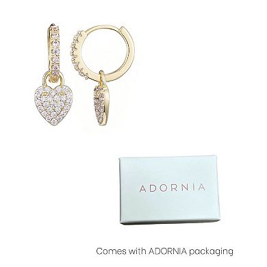 Adornia 14k Gold Flash Plated Cubic Zirconia Heart Huggie Earrings