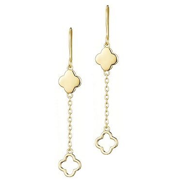 Adornia 14k Gold Plated Clover Drop Earrings