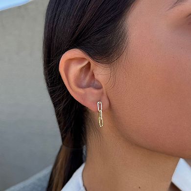 Adornia 14k Gold Flash Plated Cubic Zirconia Mini Paperclip Drop Earrings
