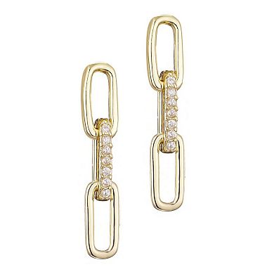 Adornia 14k Gold Flash Plated Cubic Zirconia Mini Paperclip Drop Earrings