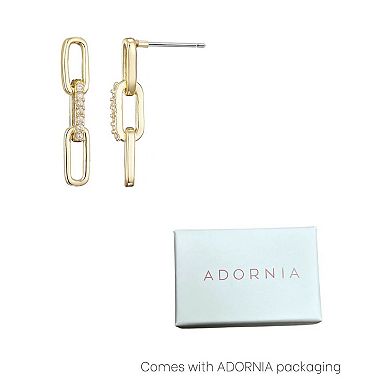 Adornia 14k Gold Flash Plated Cubic Zirconia Mini Paperclip Drop Earrings