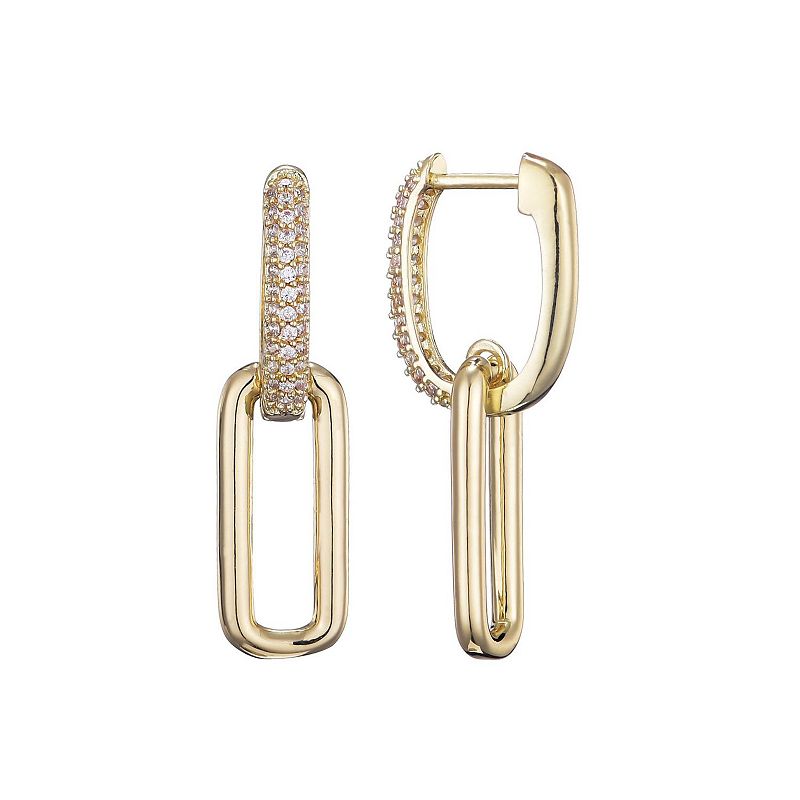 Adornia 14k Gold Plated Crystal Drop Earrings, Women's, Gold Tone