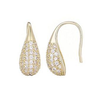 Adornia 14k Gold Flash Plated Cubic Zirconia Teardrop Wire Earrings