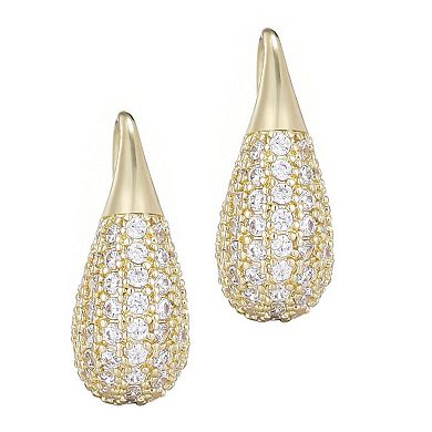 Adornia 14k Gold Flash Plated Cubic Zirconia Teardrop Wire Earrings