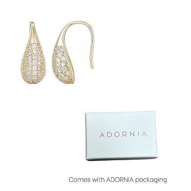 Adornia 14k Gold Flash Plated Cubic Zirconia Teardrop Wire Earrings