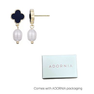 Adornia 14k Gold Plated Clover & Freshwater Cultured Pearl Drop Earrings
