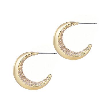 Adornia 14k Gold Plated Crystal Lined Hoop Earrings