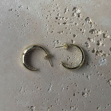 Adornia 14k Gold Plated Crystal Lined Hoop Earrings