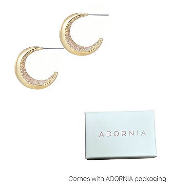 Adornia 14k Gold Plated Crystal Lined Hoop Earrings