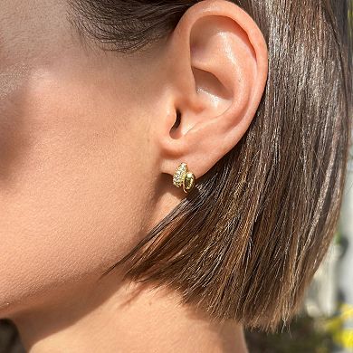 Adornia 14k Gold Flash Plated Cubic Zirconia Double Band Hoop Huggie Earrings