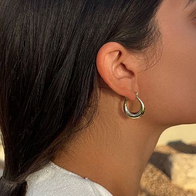 Adornia 14k Gold Plated Set of 3 Hoop Earrings