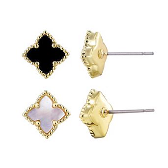Adornia 14k Gold Plated Clover Stud 2-Pair Earring Set