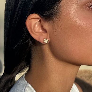 Adornia 14k Gold Plated Clover Stud 2-Pair Earring Set