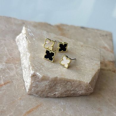 Adornia 14k Gold Plated Clover Stud 2-Pair Earring Set