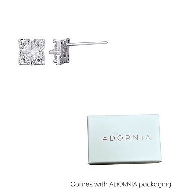 Adornia Silver Tone Cubic Zirconia Flower Halo Stud Earrings