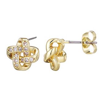 Adornia 14k Gold Flash Plated Cubic Zirconia Knot Twist Stud Earrings