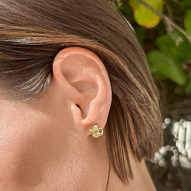 Adornia 14k Gold Flash Plated Cubic Zirconia Knot Twist Stud Earrings