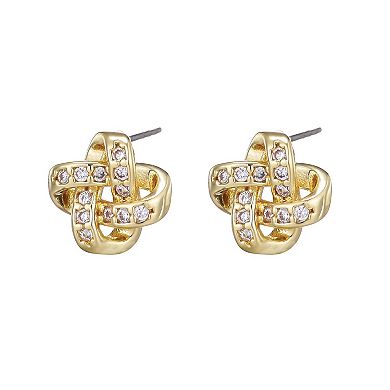 Adornia 14k Gold Flash Plated Cubic Zirconia Knot Twist Stud Earrings