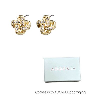 Adornia 14k Gold Flash Plated Cubic Zirconia Knot Twist Stud Earrings