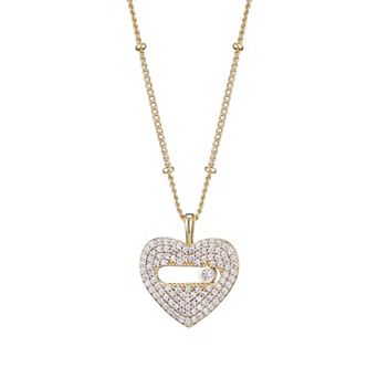 Adornia 14k Gold Flash Plated Cubic Zirconia Heart Pendant Necklace