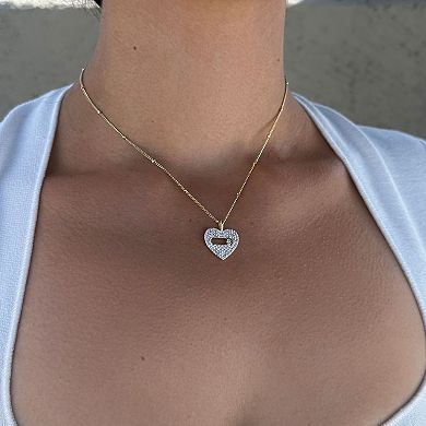Adornia 14k Gold Flash Plated Cubic Zirconia Heart Pendant Necklace