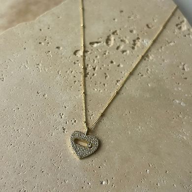 Adornia 14k Gold Flash Plated Cubic Zirconia Heart Pendant Necklace