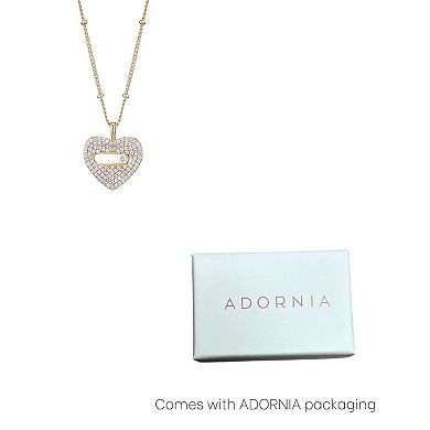 Adornia 14k Gold Flash Plated Cubic Zirconia Heart Pendant Necklace