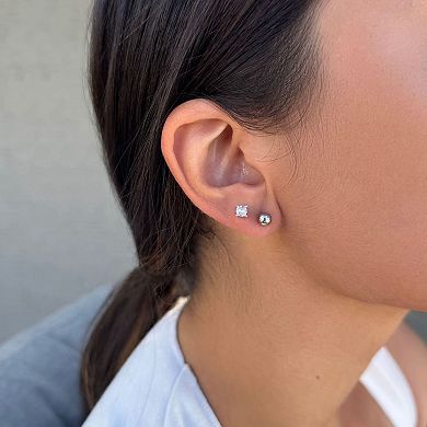 Adornia 14k Gold Flash Plated Gold & Silver Plated Cubic Zirconia Stud Earrings Set