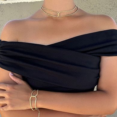 Adornia 14k Gold Plated Interlocking Rope Chain Necklace