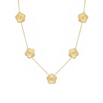 Adornia Tarnish Resistant 14k Gold Plated 5-Leaf Clover Pendant Necklace
