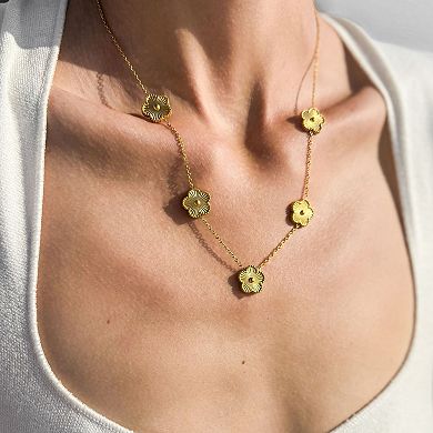 Adornia Tarnish Resistant 14k Gold Plated 5-Leaf Clover Pendant Necklace