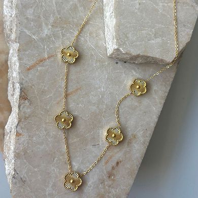 Adornia Tarnish Resistant 14k Gold Plated 5-Leaf Clover Pendant Necklace