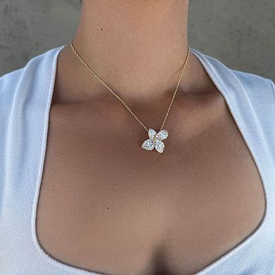 Adornia 14k Gold Flash Plated Cubic Zirconia Flower Pendant Necklace