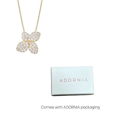 Adornia 14k Gold Flash Plated Cubic Zirconia Flower Pendant Necklace