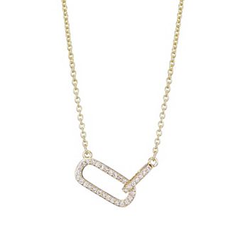 Adornia 14k Gold Flash Plated Pave Cubic Zirconia Links Pendant Necklace