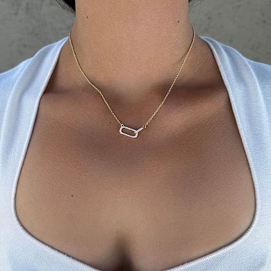 Adornia 14k Gold Flash Plated Pave Cubic Zirconia Links Pendant Necklace