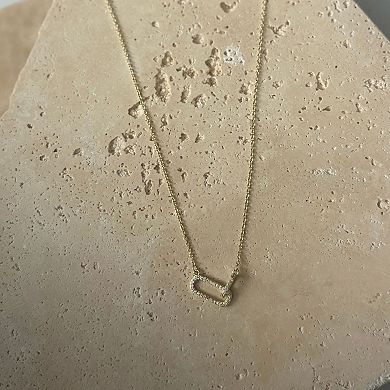 Adornia 14k Gold Flash Plated Pave Cubic Zirconia Links Pendant Necklace