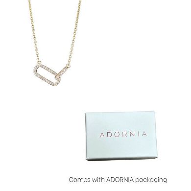 Adornia 14k Gold Flash Plated Pave Cubic Zirconia Links Pendant Necklace