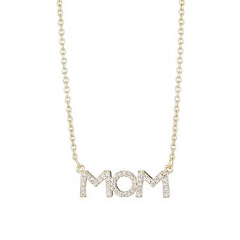 Adornia 14k Gold Flash Plated Cubic Zirconia MOM Pendant Necklace